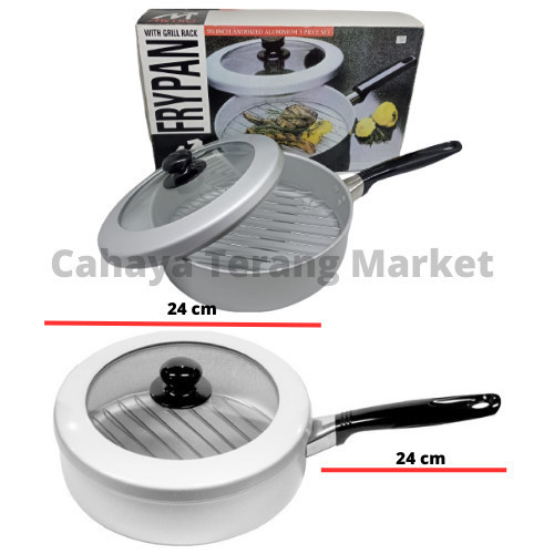 @#@#@#] Maspion Panggangan Ikan Bulat 24 cm Tutup Kaca Grill X Fry Pan Panci