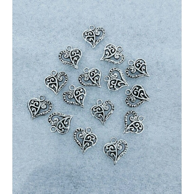 

*#*#*#] Metal Charm heart Silver 14x12mm/ Liontin jantung Silver