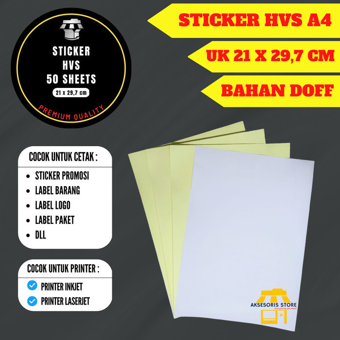 

STICKER HVS A4 ISI 50 LEMBAR / KERTAS STIKER HVS INKJET DOFF A4