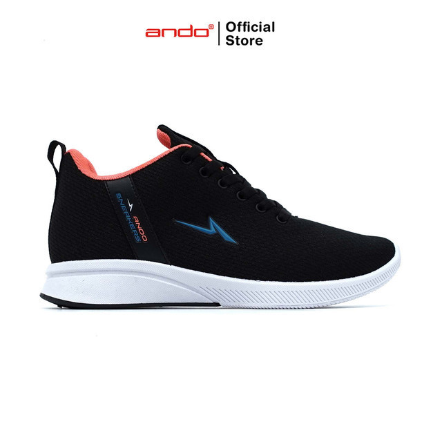 Ando Official Sepatu Sneakers Liven Wanita Dewasa - Hitam/Orange/Biru