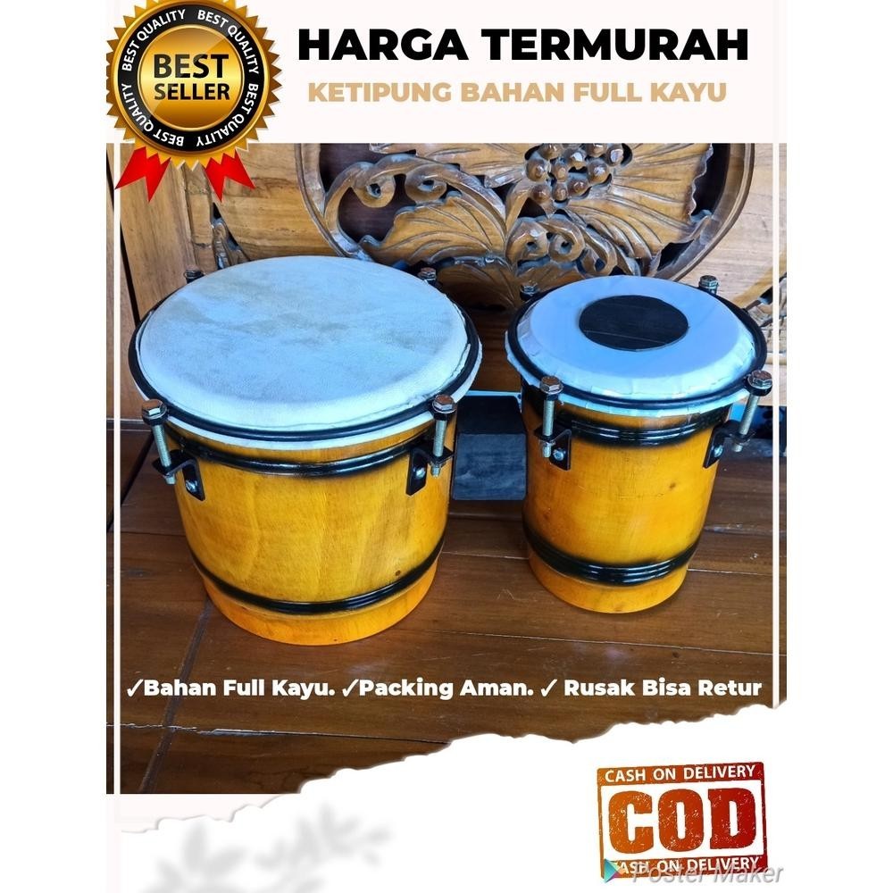 Ex45 KENDANG KETIPUNG DANGDUT KOPLO TERMURAH BAHAN KAYU[ BISA COD ] Original