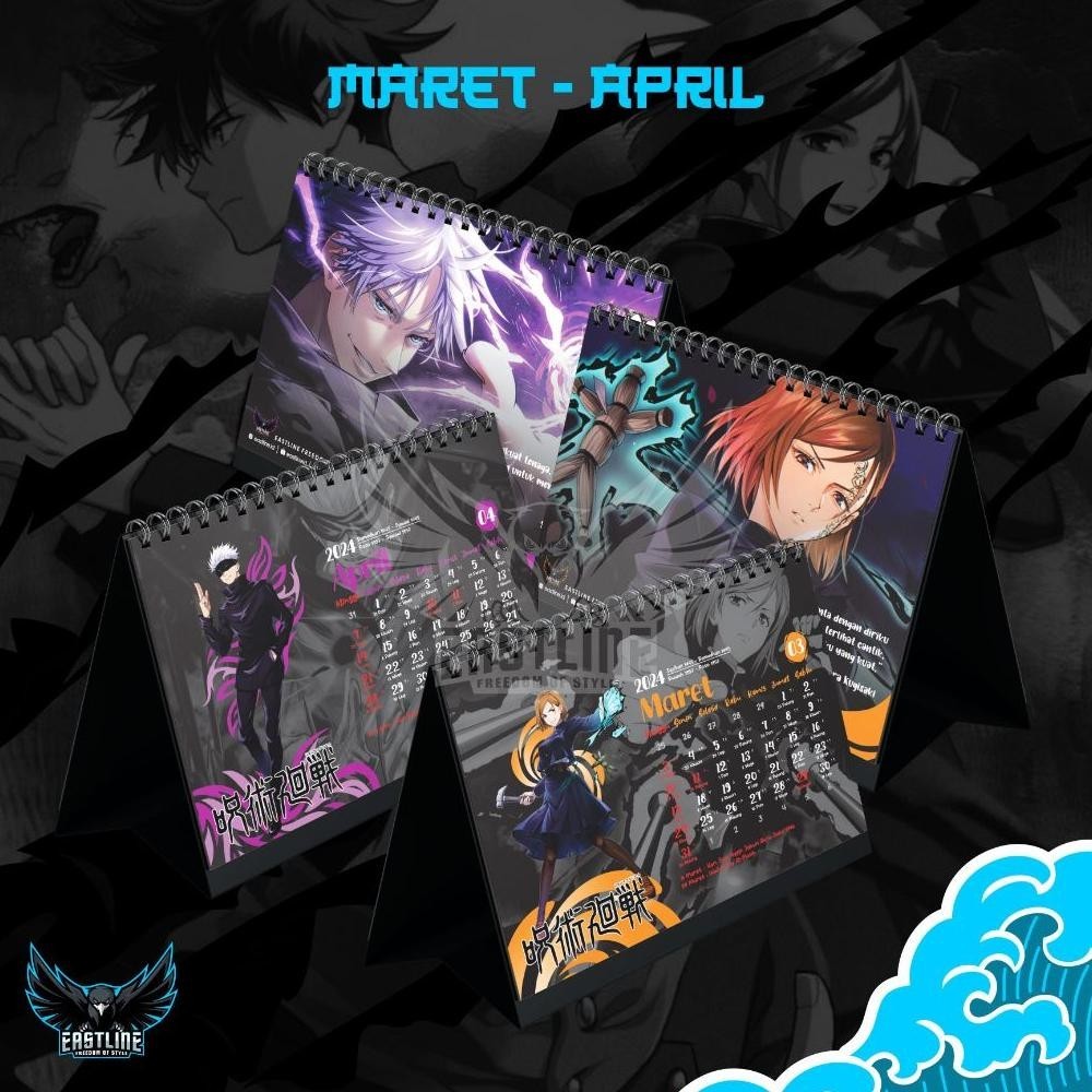 

fg-87 Kalender Meja Duduk Desk Calendar Anime Premium Jujutsu Kaisen 2024 Isi 12 Lembar AP260 Ukuran A5 Termurah