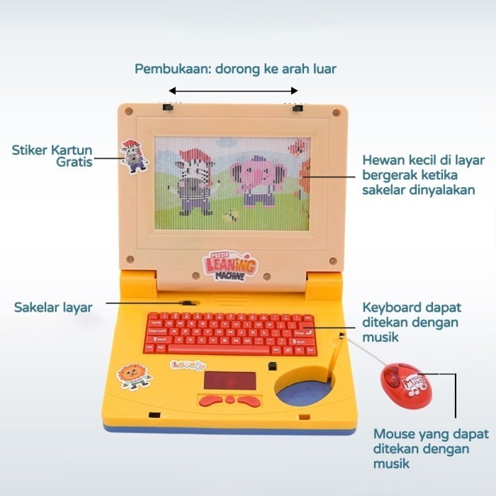 

Mainan Laptop Anak Edukasi Layar Belajar Notebook Bayi Learning Musik dan Gambar Kado Anak