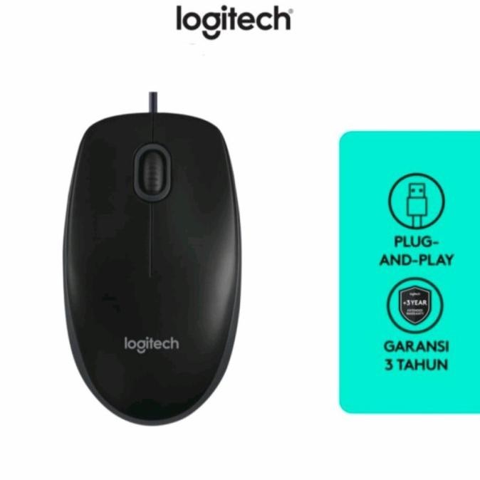 Mouse Logitech B 100 Ori / Mouse B 100 Logitech/ Mouse Kabel Bagus