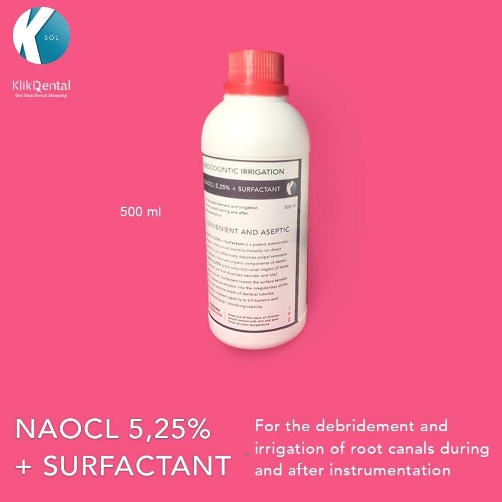 GH KLIK DENTAL Endodontic Irrigation NAOCL 5,25% + Surfactant 500Ml TERLARIS