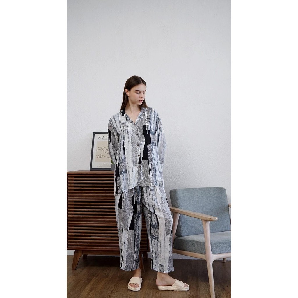 Gayalo - Setelan Piyama Panjang Kancing Busui Rayon Premium