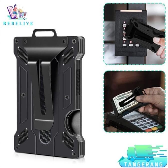 

Slim Aluminum Metal Money Id Card Holder Anti Rfid Dompet Wallet Kualitas Premium