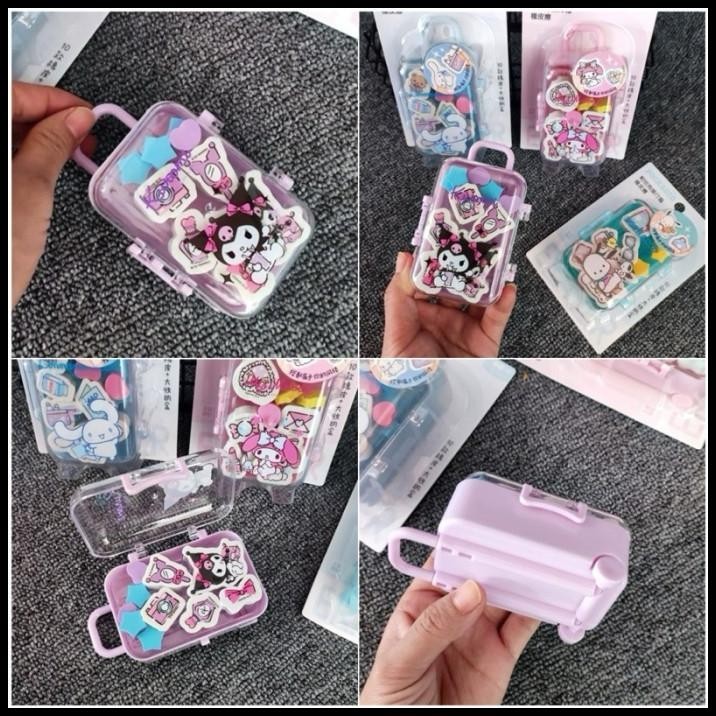 

TERBARU KAWAII SANRIO ERASER SET SUITCASE PENGHAPUS IMUT CINNAMOROL KUROMI