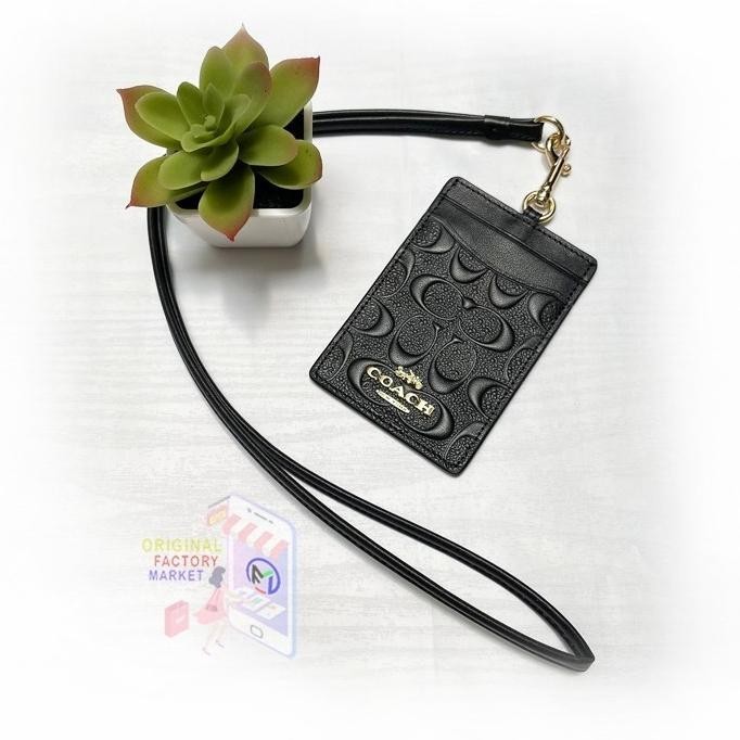 

Ready Lanyard Coc 58634 Id Lanyard Signature In Debossed Leather Black Kualitas Premium