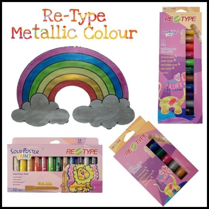 

BEST DEAL RETYPE METALLIC COLOR SOLID POSTER PAINT KIDS SAFE CRAYON CAT ANAK !!!!
