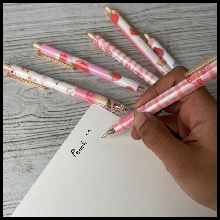 

BEST DEAL PAKET PULPEN CETEK PEACH 1 SET 6 PCS TINTA HITAM CUTE LUCU HARGA MURAH !!!!