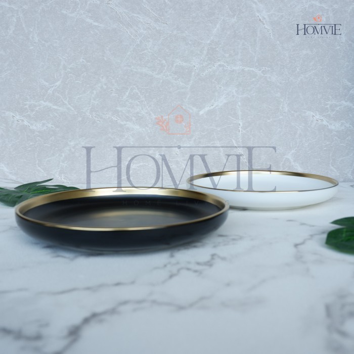 Piring Makan Keramik List Gold