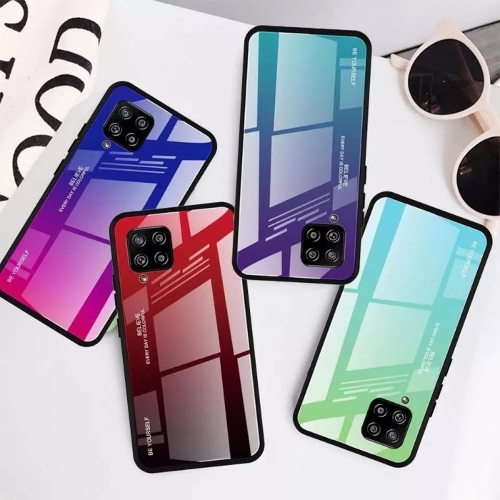 Gradient Glass Case Samsung Galaxy A22 M22 M32 4G SamsungA22 Casing HP