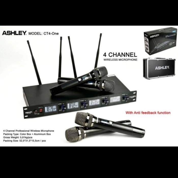 Mic Wireless Ashley Ct4 One 4Bh Microphone Pegang Free Koper Garansi