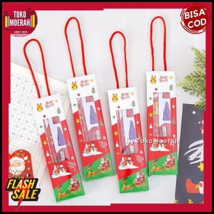 

BEST DEAL PAKET ALAT TULIS NATAL XIMI SET-1036 6 IN 1 PENSIL PENGHAPUS SANTA COD !!