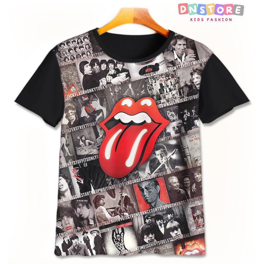 Kaos Anak The Rolling Stones v5 Baju Anak Musik Band The Rolling Stones 3D Printing Untuk Umur 1-12 