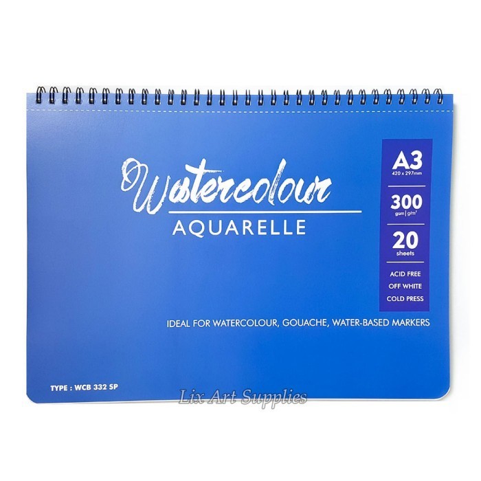 

V-Tec Watercolor Book Spiral A3 - 20 Lbr (300 Gsm) Cold Pressed