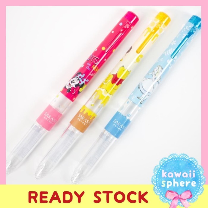 

Ready Sarasa Select Disney Pooh Minnie Alice Limited Ed 3 Slot Pen Case