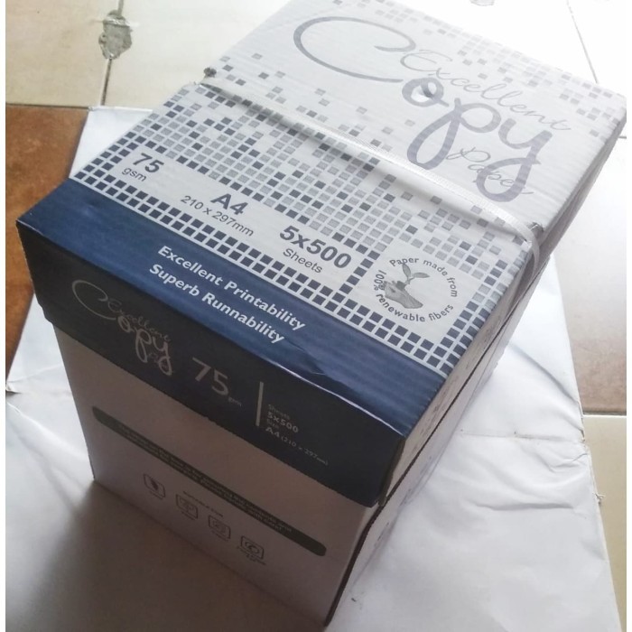 

Kertas Photo Copi A4 70 / 75 Gr Merk Excelent ( 1 Box 5Rim ) Termurah