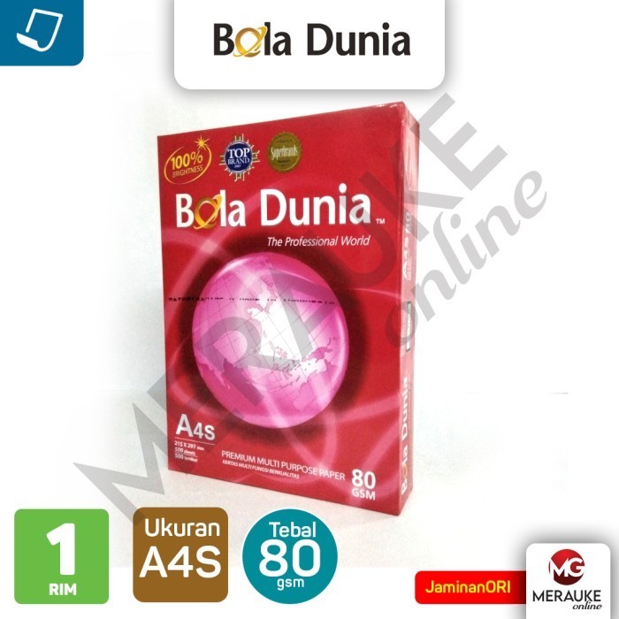 

Kertas Hvs Bola Dunia A4S 80 Gsm