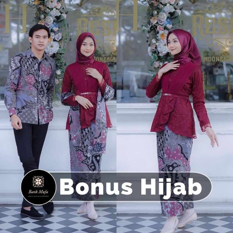 SET COUPLE AVEENA MAROON KEBAYA WISUDA KEBAYA TUNANGAN TERBARU BAJU KEBAYA KONDANGAN KEBAYA MODERN