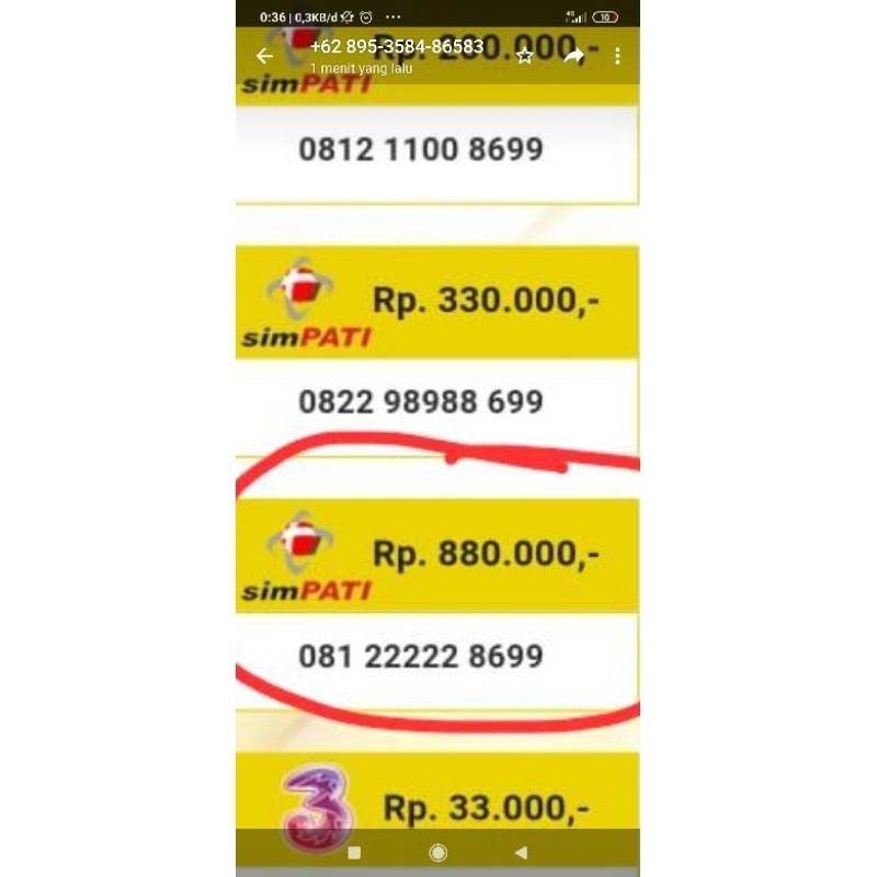 nomor Cantik Simpati seri Panca 2