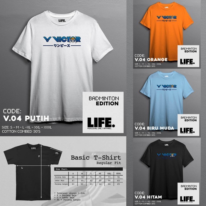 Kaos Victor X One Piece Bulutangkis Badminton Katun Combed Dtf