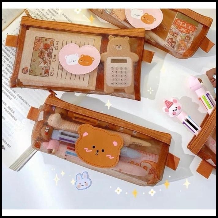 

TERMURAH GGT TEMPAT PENSIL ZIPPER MOTIF BERUANG LUCU TEMPAT PENSIL JARING