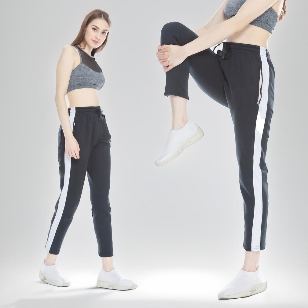 Celana Kulot Jumbo Wanita Training Wanita Hitam Panjang Korea Style Uran Jumbo Bahan Senam Bahan Pre