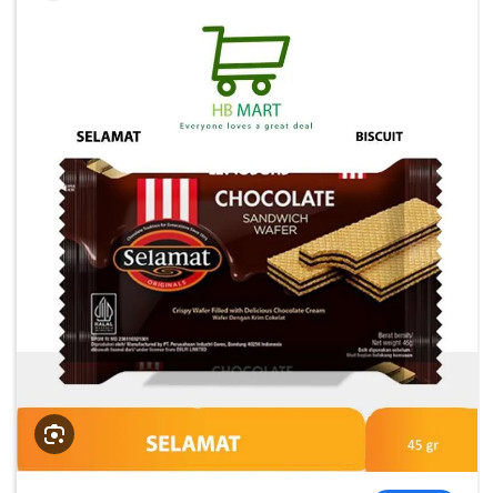 

Wafer Selamat Chocolate 45gr Original