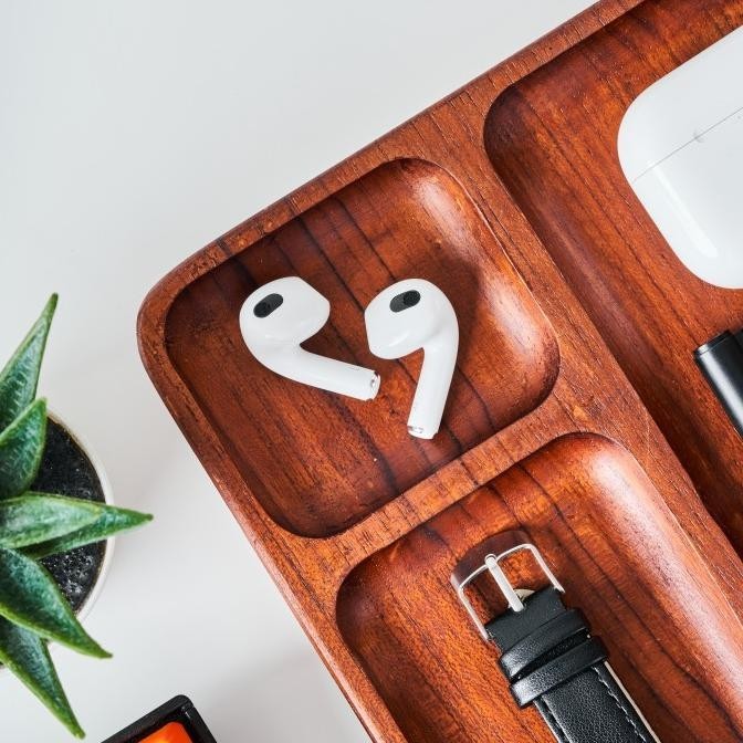 

Skandif Catchall Tray Premium Teak Wood Desk Organizer Kayu Jati (Re) Premium Murah Baru