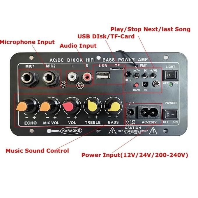 400W Amplifier Board 10inch Modul Subwoofer Mono Amp Speaker Bluetooth