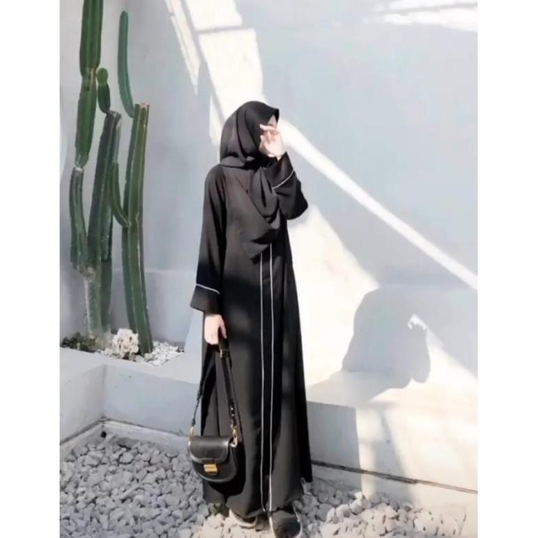 Gamis Abaya Remaja Hitam Jetblack Liftah Dubai 02Busui Tuey Polos Simple Dress Muslim Baju Jumbo Ym 