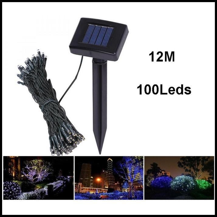 LAMPU HIAS TAMAN TENAGA SURYA 100 LED WARNA WARNI