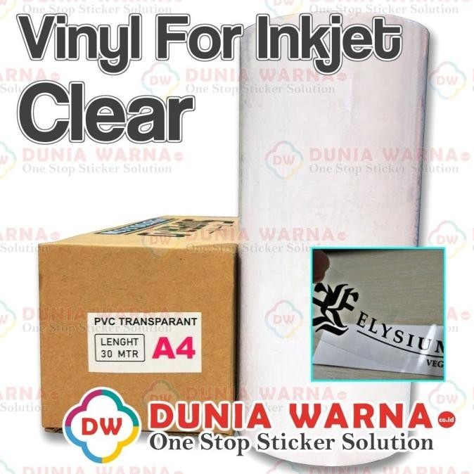 

Stiker Vinyl Clear Transparan Bening Printer Inkjet Pigment A4 Roll