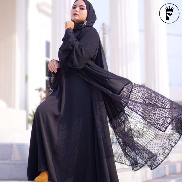 Gamis Abaya Remaja Outer Queen Outer Outer Hitam Dress Kondangan Hitam Gamis Abaya Remaja