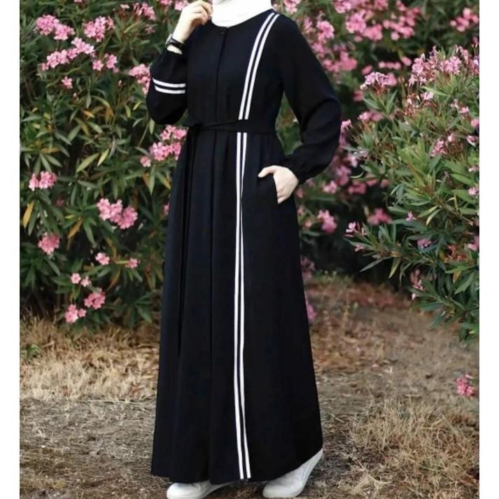 Gamis Abaya Remaja Dubai Polos Simple Dress Muslim Arab Hitam Jetblack Tui Gamis Abaya Remaja