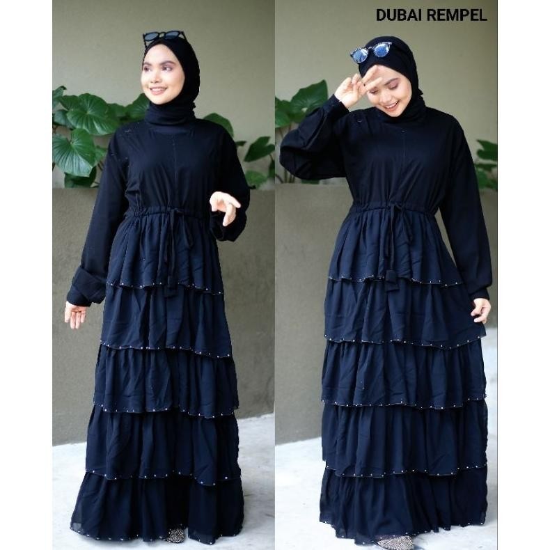 Gamis Abaya Remaja Ready Stock Susun Rempel Sifon Dubai 377 Edisi Idul Fitri Gamis Abaya Remaja