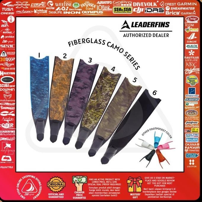 Long fins Freediving Leaderfins Fiberglass Epoxy Camo Spearfishing