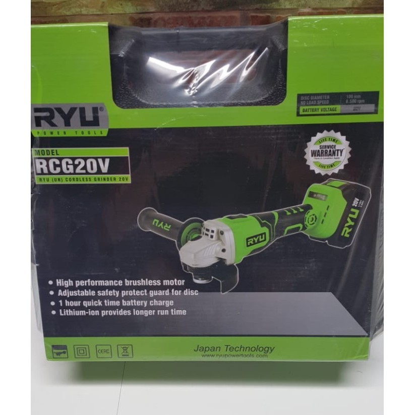 Mesin Disc Grinda Cordless Ryu Rcg 20 V Grinder 20V Gerinda Rcg20V Star