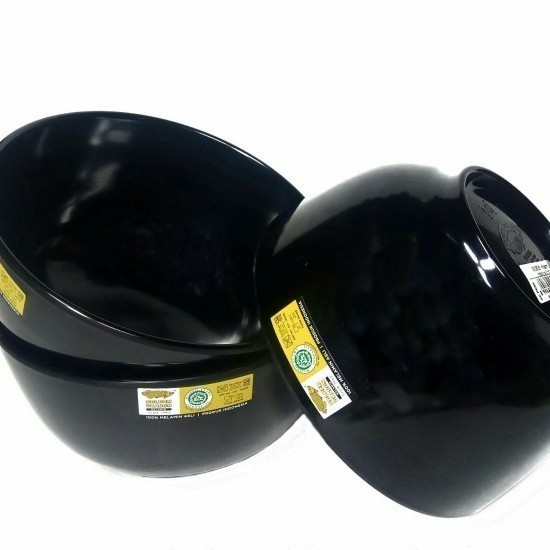 Mangkok Hitam Cekung W0806 Melamin Golden Dragon 6" W0806 Saji Nasi Bubur