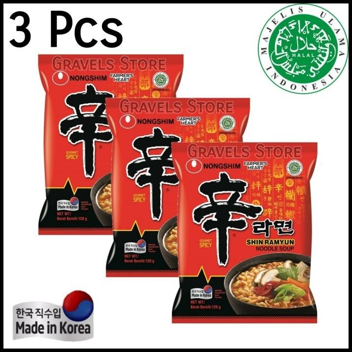 

[Bundling 3 Pcs] Nongshim Shin Ramyun Made In Korea - Mie Ramen Pedas