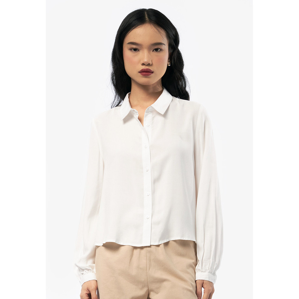 COLORBOX Balloon Sleeves Loose Shirt Off White