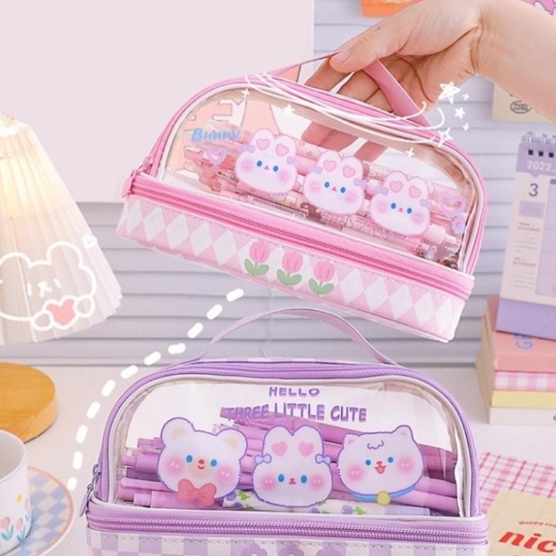 

Aw89 Tempat Pensil Besar,Transparan PVC Pencil Case, Tas Pensil Murid Lucu,Kotak Pensil Anak Esthetis Terlaris
