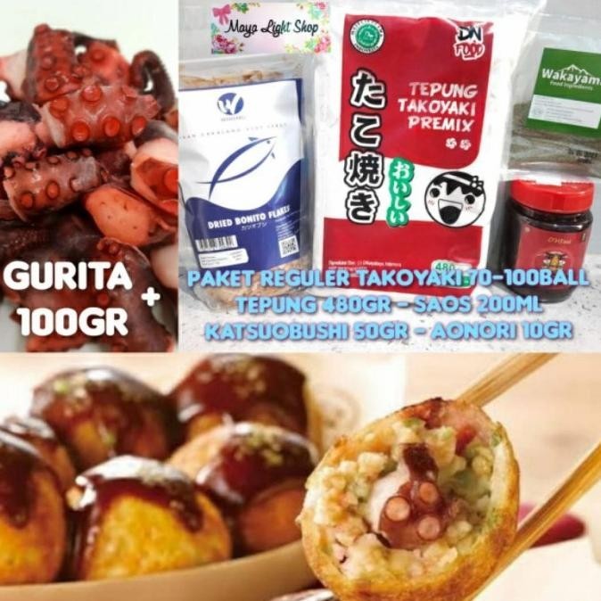 

Paket lengkap bahan takoyaki + gurita 100gr okonomiyaki Halal