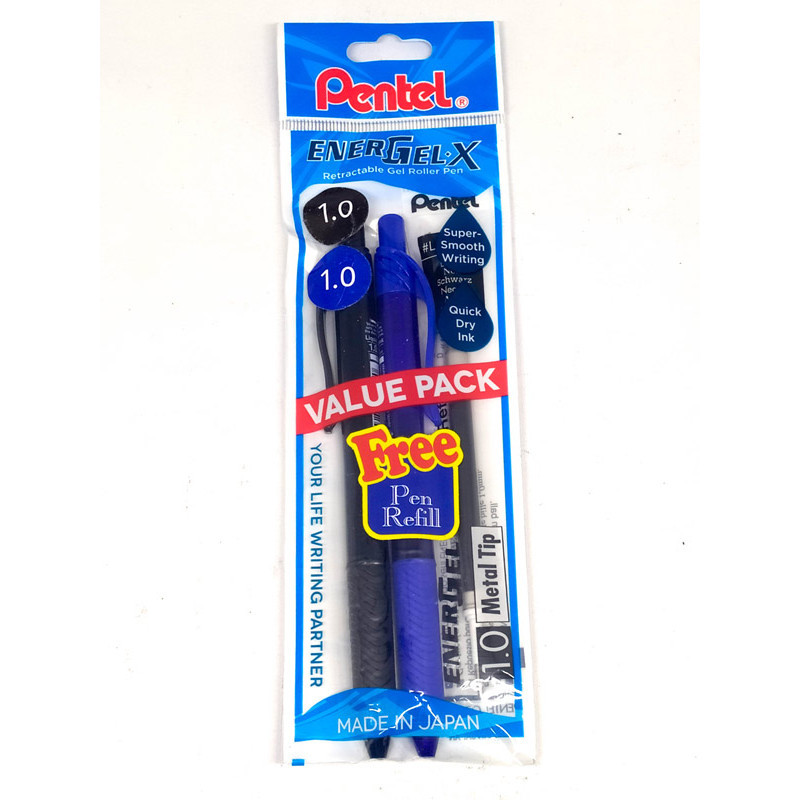 

Pentel Set Bolpoin Energel Bl110-A + Bl110-C + Free Refil Tinta Lr10-A