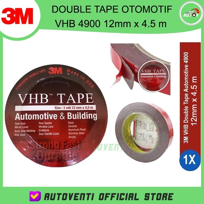 

DOUBLE TAPE 3M VHB 12 MM X 4.5 M ORIGINAL LEM PEREKAT SUPER KUAT