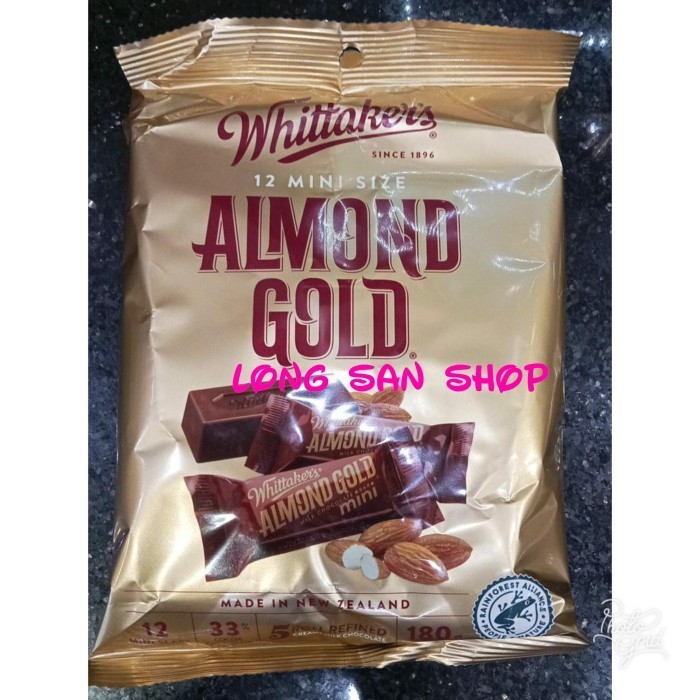 

Ready PROMO! Whittakers Chocolate Almond Gold Isi 12 mini size 180 gr-Coklat
