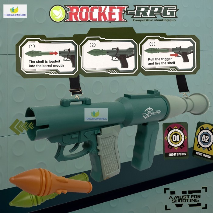 Mainan Anak Tembakan Shooting Basoka Rocket Gun Rpg Launcher Plastik