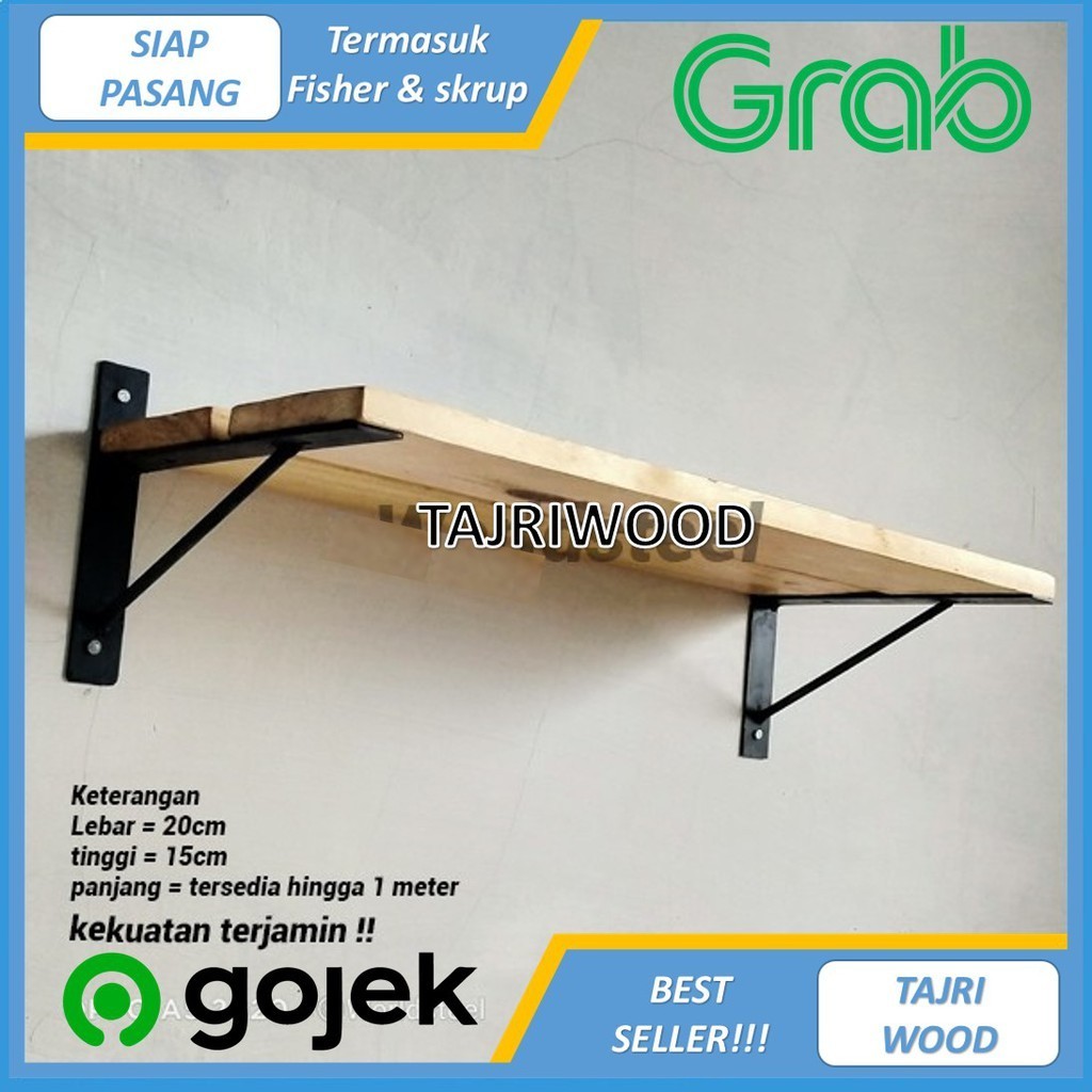 Rak Dinding Minimalis Vintage Ambalan Kayu / RAK AMBALAN BESI KAYU RAK DINDING MINIMALIS